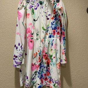 White floral off the shoulder romper